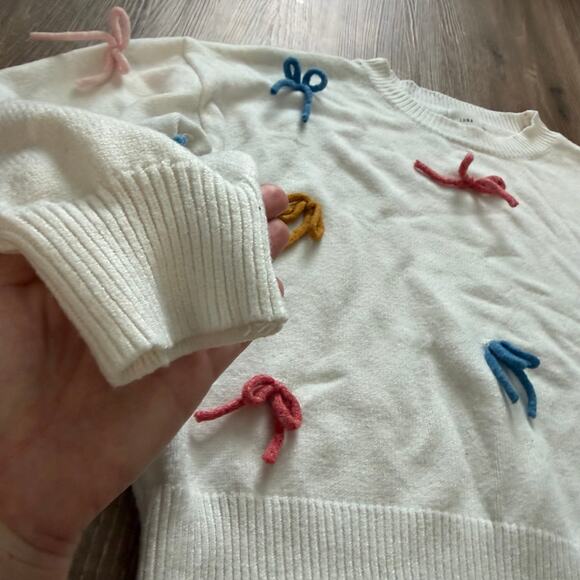 Luna Ivy Anthropologie 3D Bow Sweater Womens Large White Coquette - Picture 6 of 8